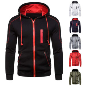 Men's Hoodie Black White Green Red Hooded Color Block Fleece Cool Casual Winter Clothing Apparel Hoodies Sweatshirts